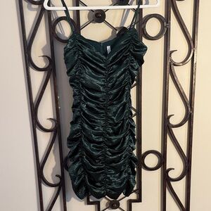 Lucy in the Sky Dark Green Ruched Dress - Never Worn